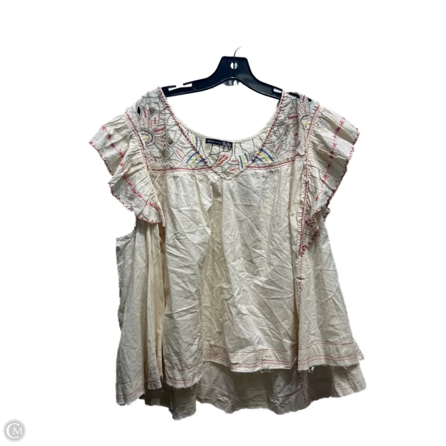 Top Short Sleeve By Black Tape In Cream & Red, Size: 3x