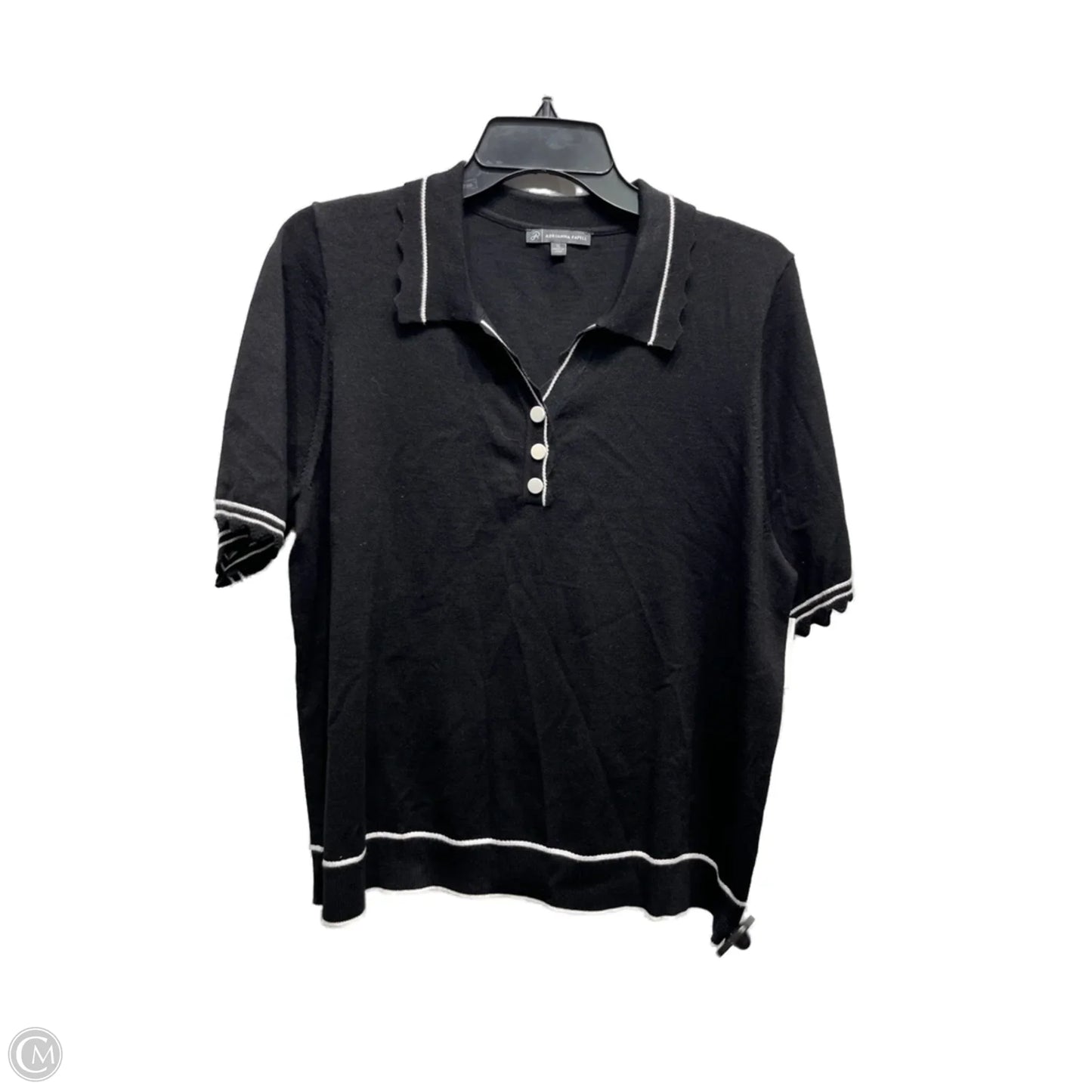 Sweater Short Sleeve By Adrianna Papell In Black & White, Size: Xl