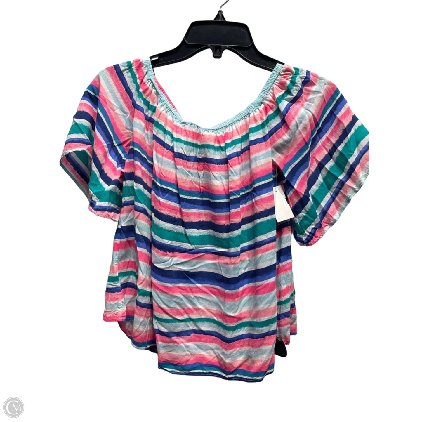 Top Short Sleeve Designer By Lilly Pulitzer In Green & Pink, Size: Xs