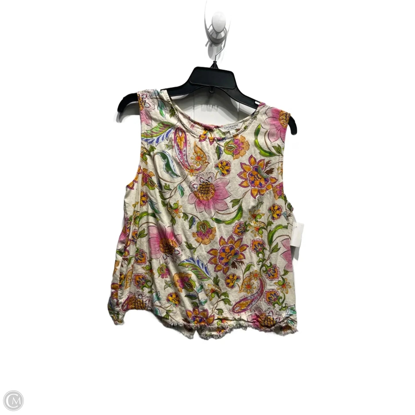 Top Sleeveless By Liverpool In Orange & Pink, Size: L