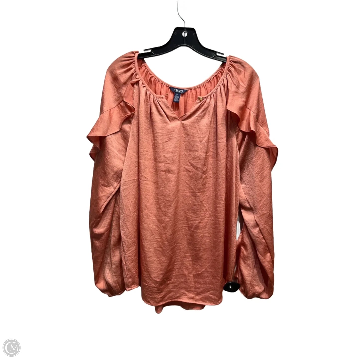 Blouse Long Sleeve By Chaps In Orange, Size: L
