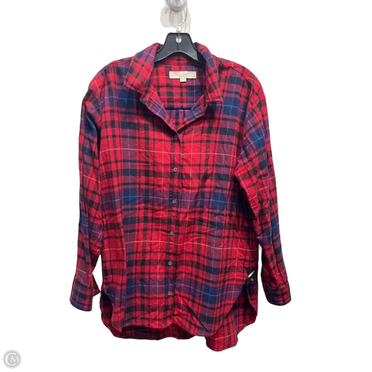 Top Long Sleeve By Loft In Blue & Red, Size: L