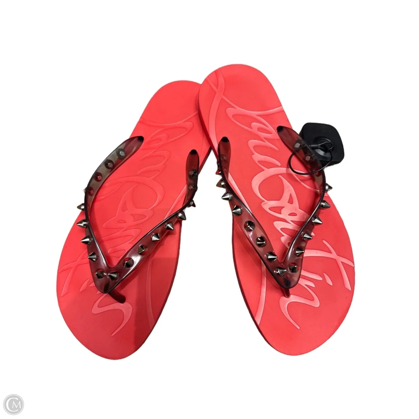 Sandals Luxury Designer By Christian Louboutin In Black & Red, Size: 11