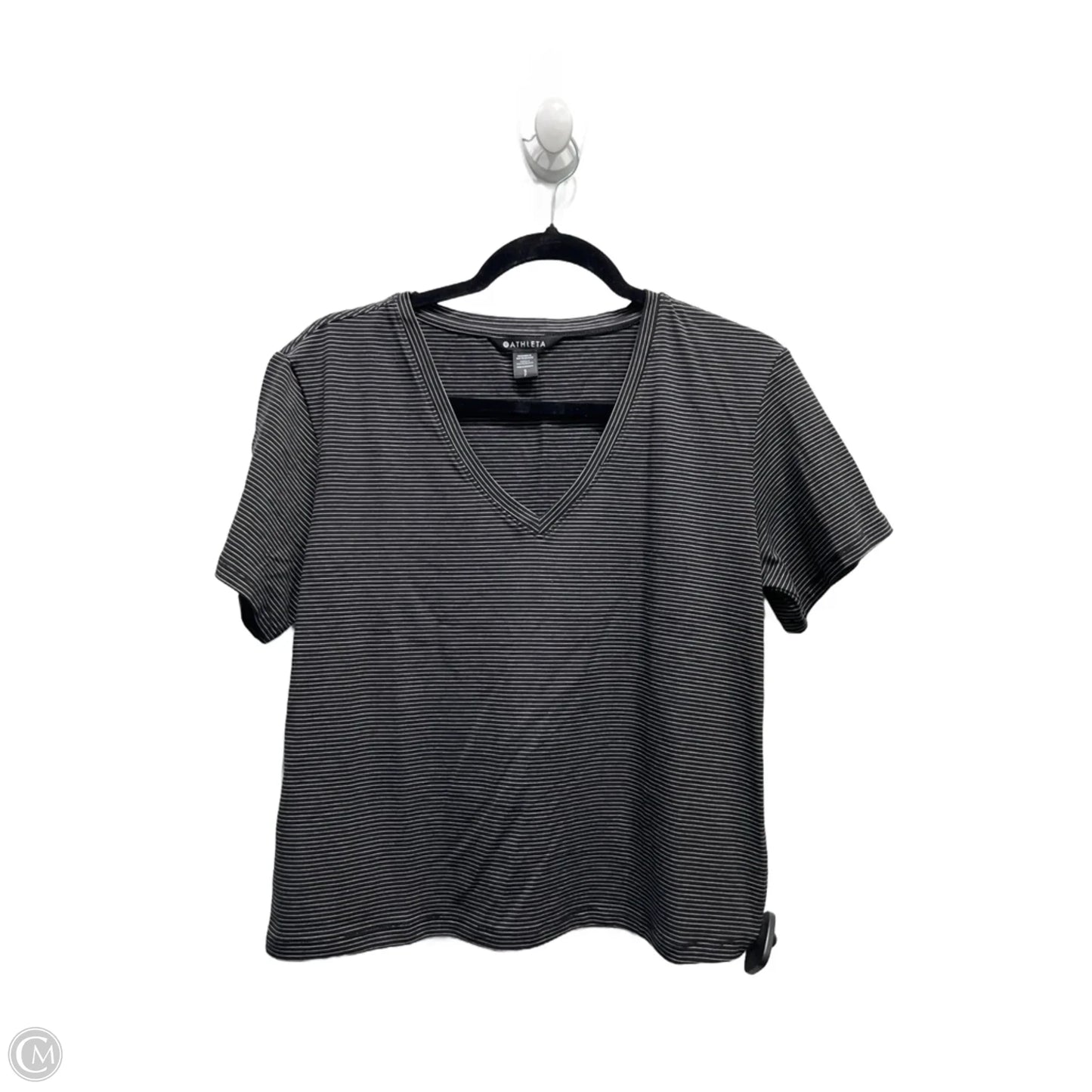 Athletic Top Short Sleeve By Athleta In Black & White, Size: S