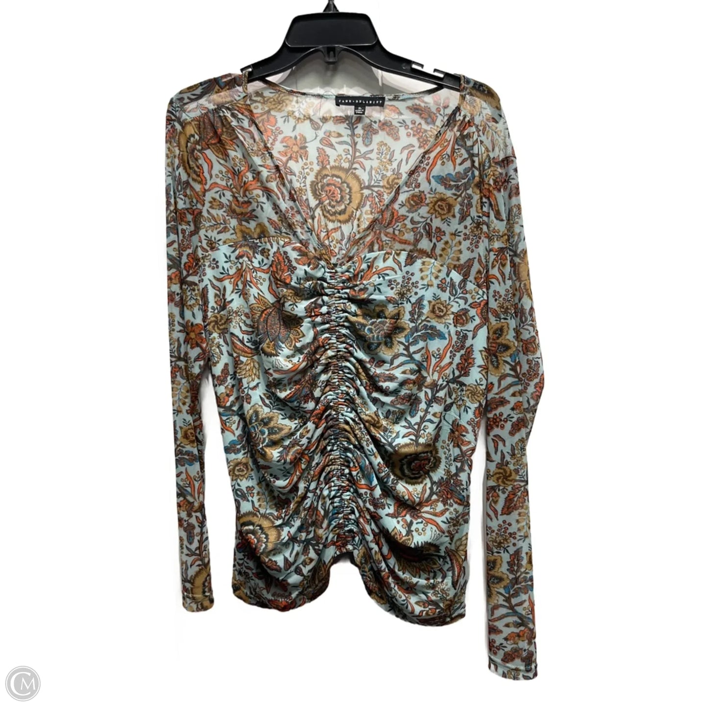 Top Long Sleeve By Jane And Delancey In Blue & Orange, Size: Xl