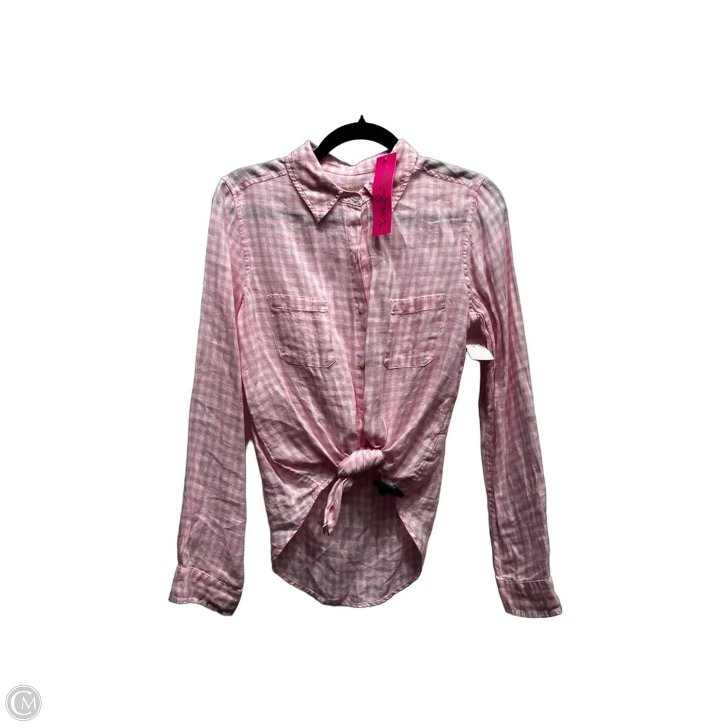 Top Long Sleeve Designer By Lilly Pulitzer In Pink & White, Size: Xs
