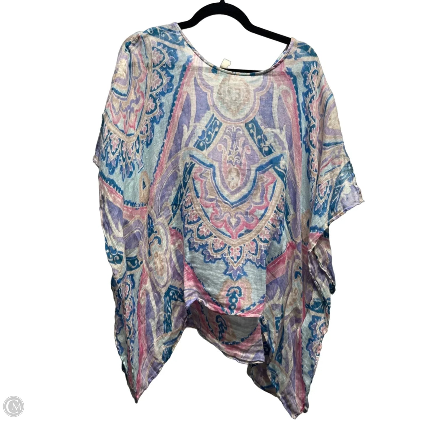 Top Short Sleeve By Chicos In Blue & Pink, Size: Xl