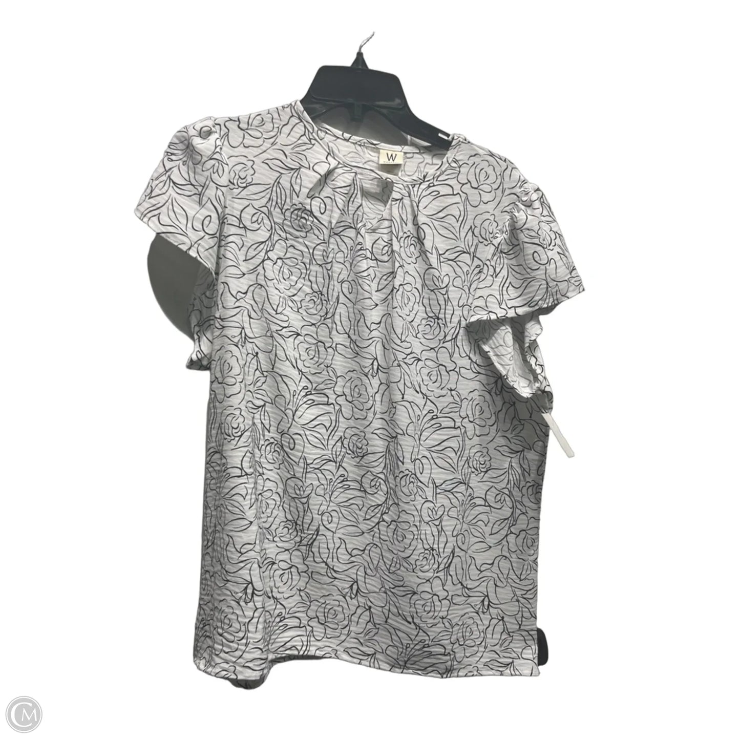 Top Short Sleeve By Wrapper In Black & White, Size: Xl