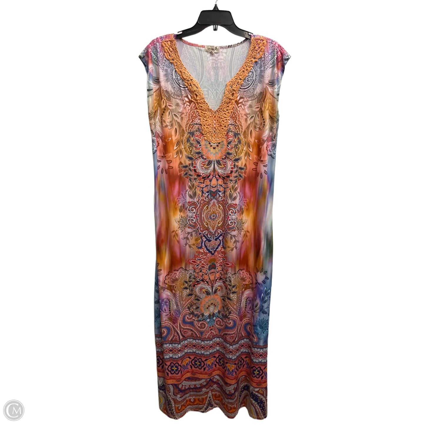 Dress Casual Maxi By One World In Orange & Purple, Size: 1x