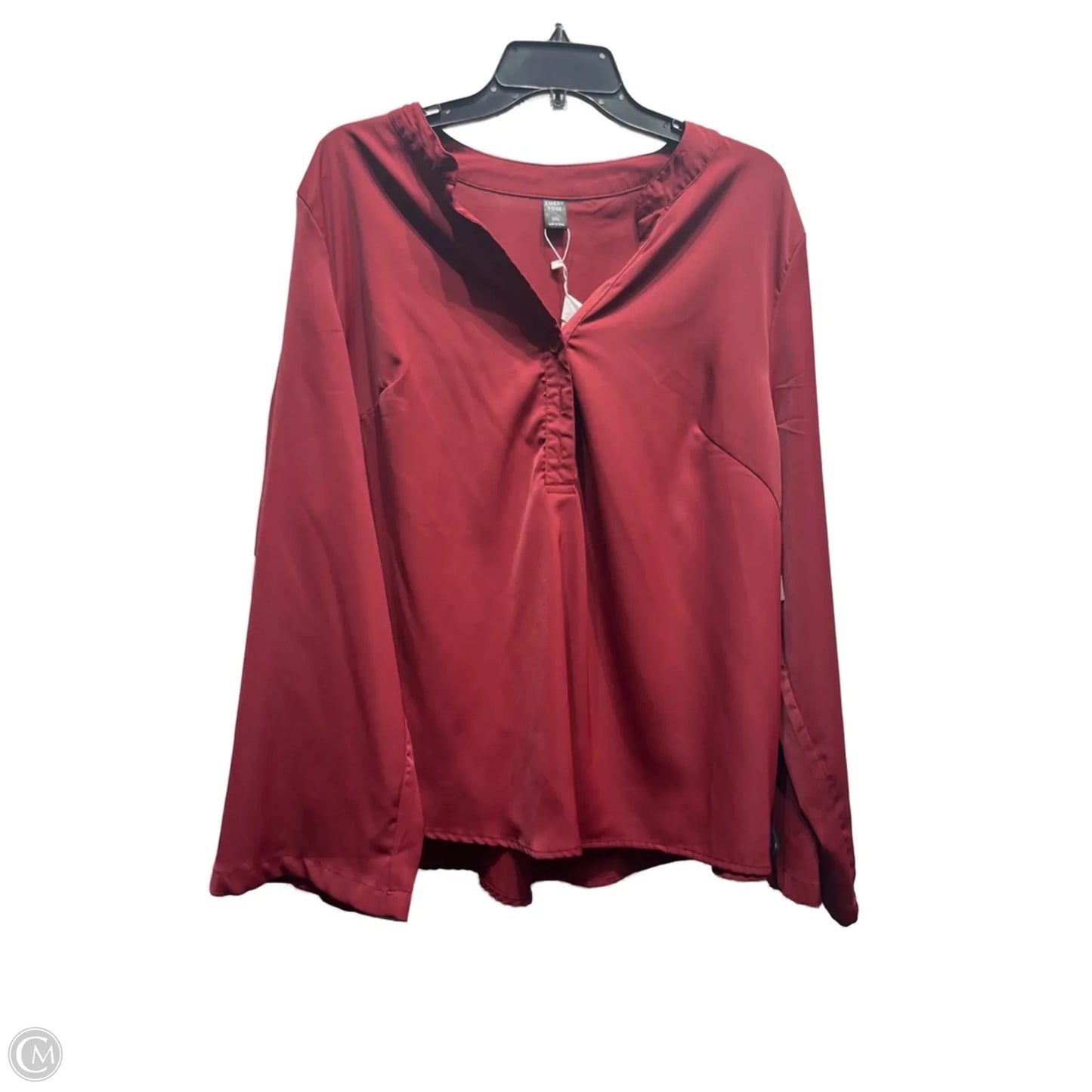 Top Long Sleeve By EMERY ROSE In Maroon, Size: 3x
