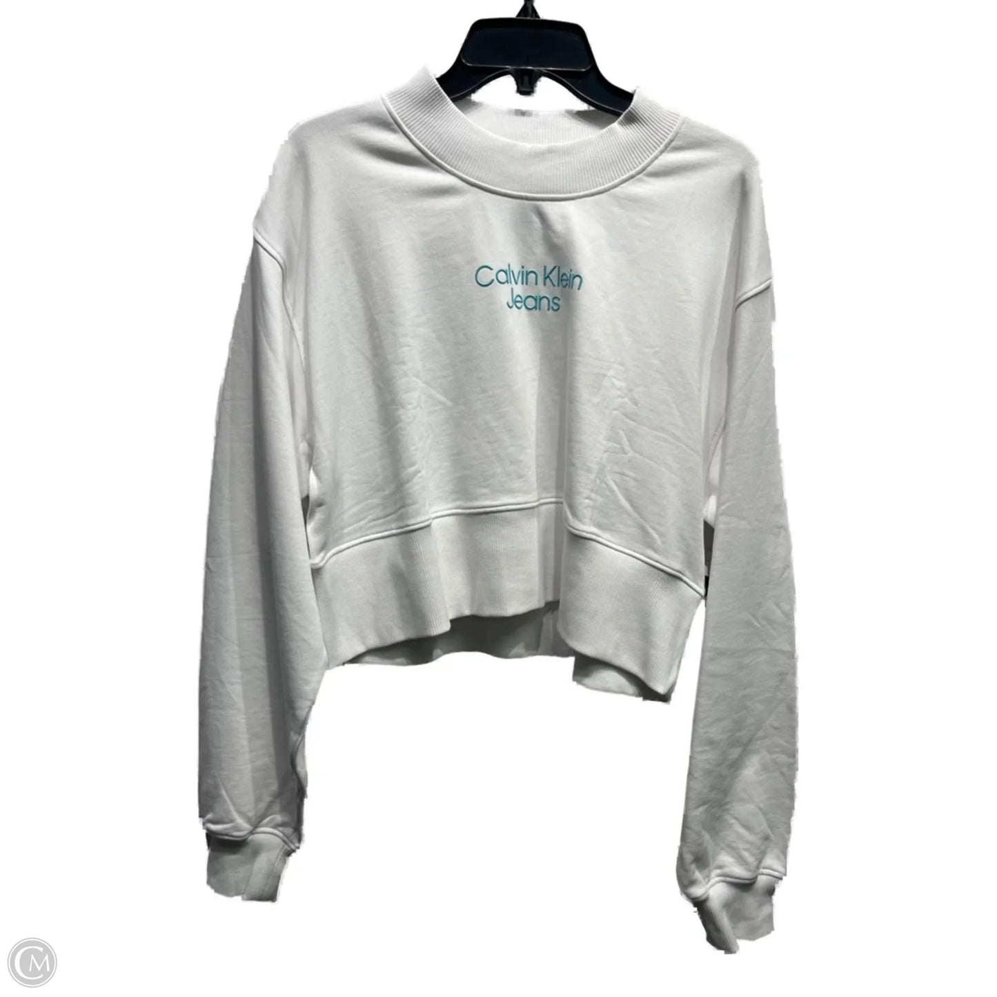 Sweatshirt Crewneck By Calvin Klein In Blue & White, Size: Xl