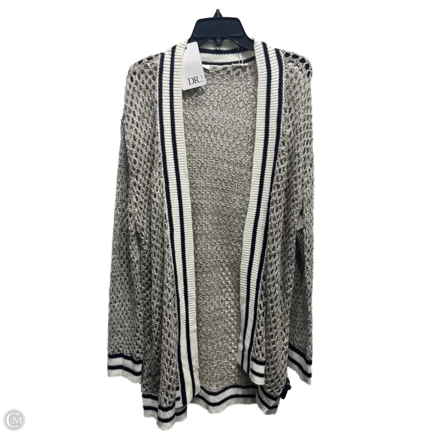 Sweater Cardigan By Dr2 In Black & Cream, Size: Osfm