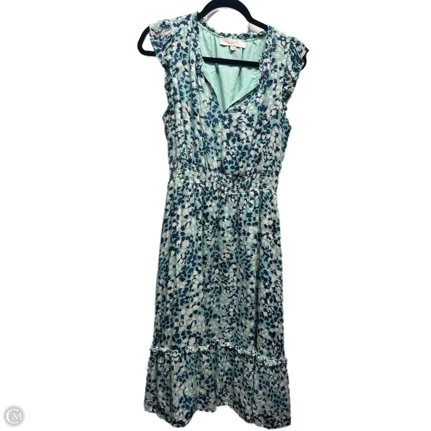 Dress Casual Midi By Loft In Blue & Green, Size: S