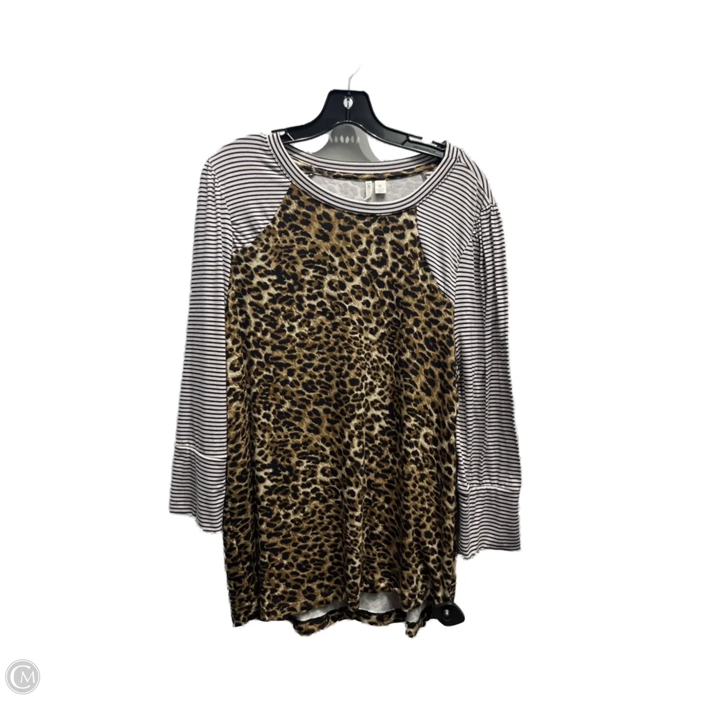 Top Long Sleeve By Cato In Black & Tan, Size: Xl