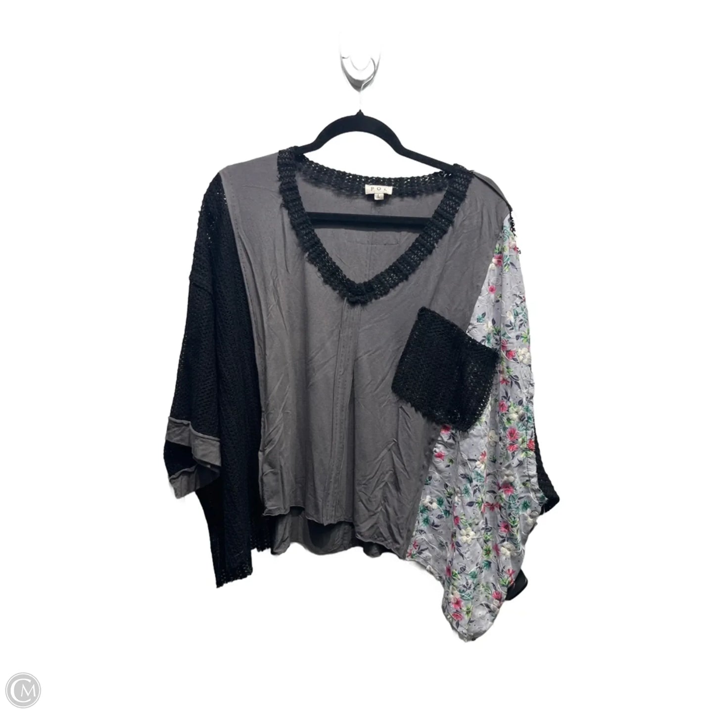 Top Short Sleeve By Pol In Grey & Pink, Size: L