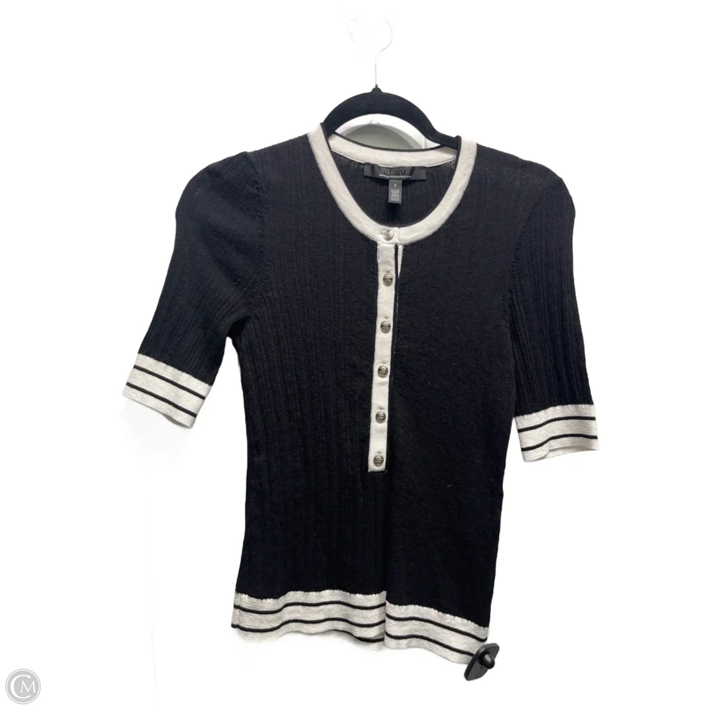 Top Short Sleeve By White House Black Market In Black & White, Size: S
