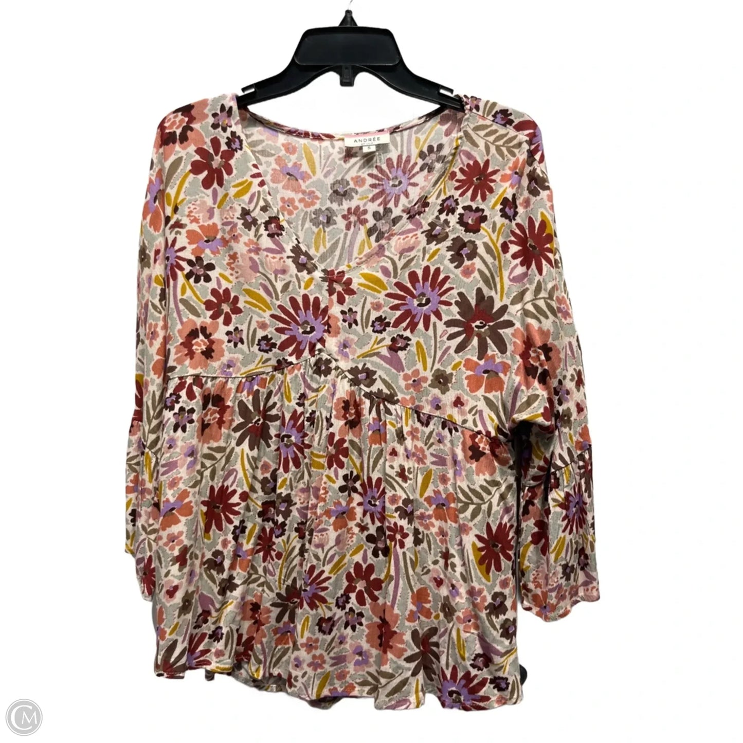 Top Long Sleeve By Andree By Unit In Pink & Purple, Size: S