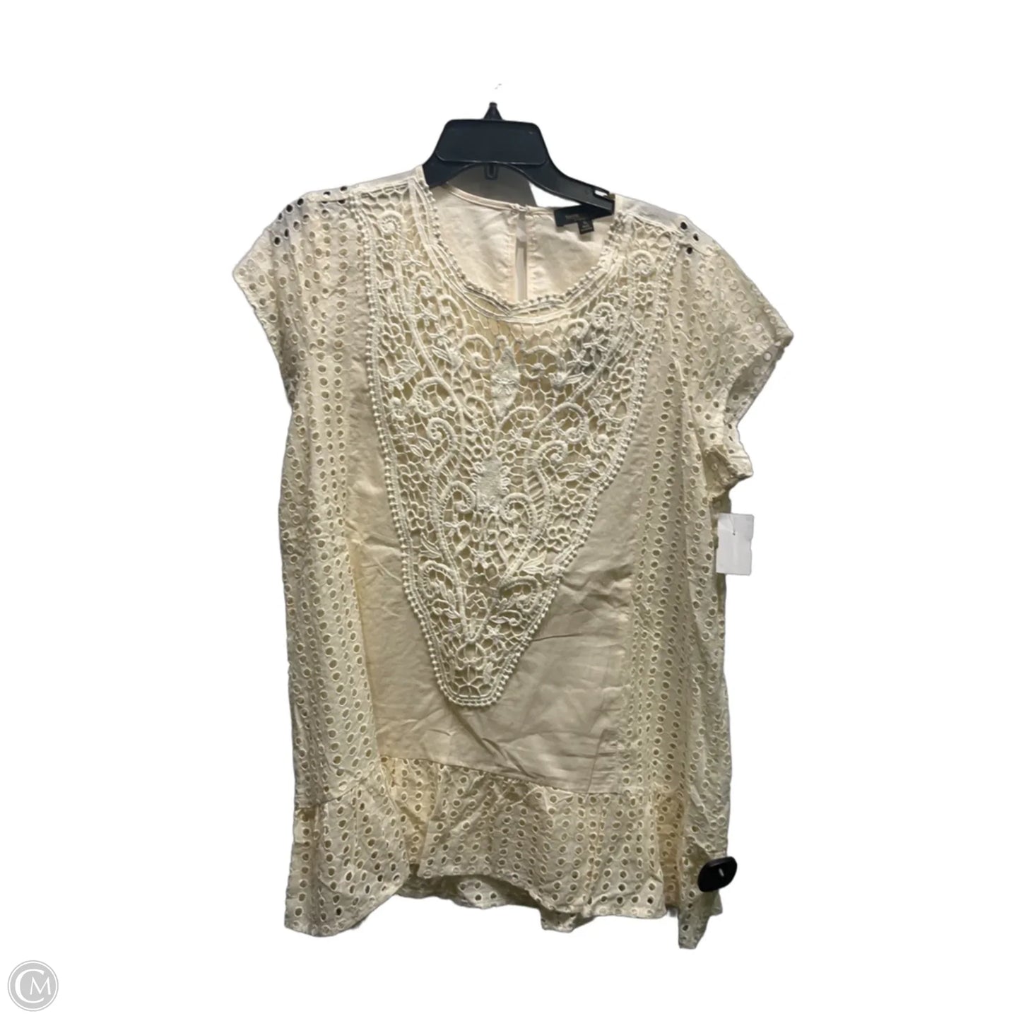 Top Short Sleeve By Suzanne Betro In Cream, Size: Xl