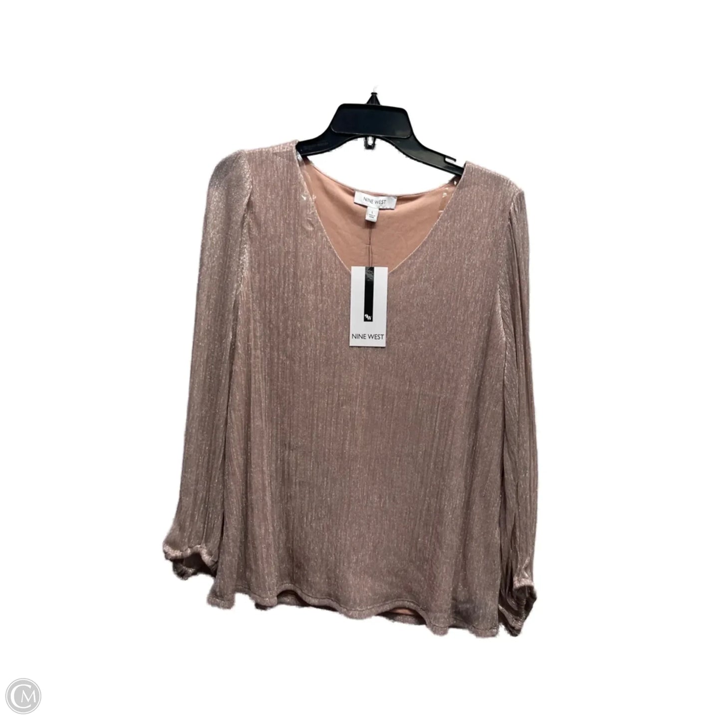 Top Long Sleeve By Nine West In Pink, Size: L