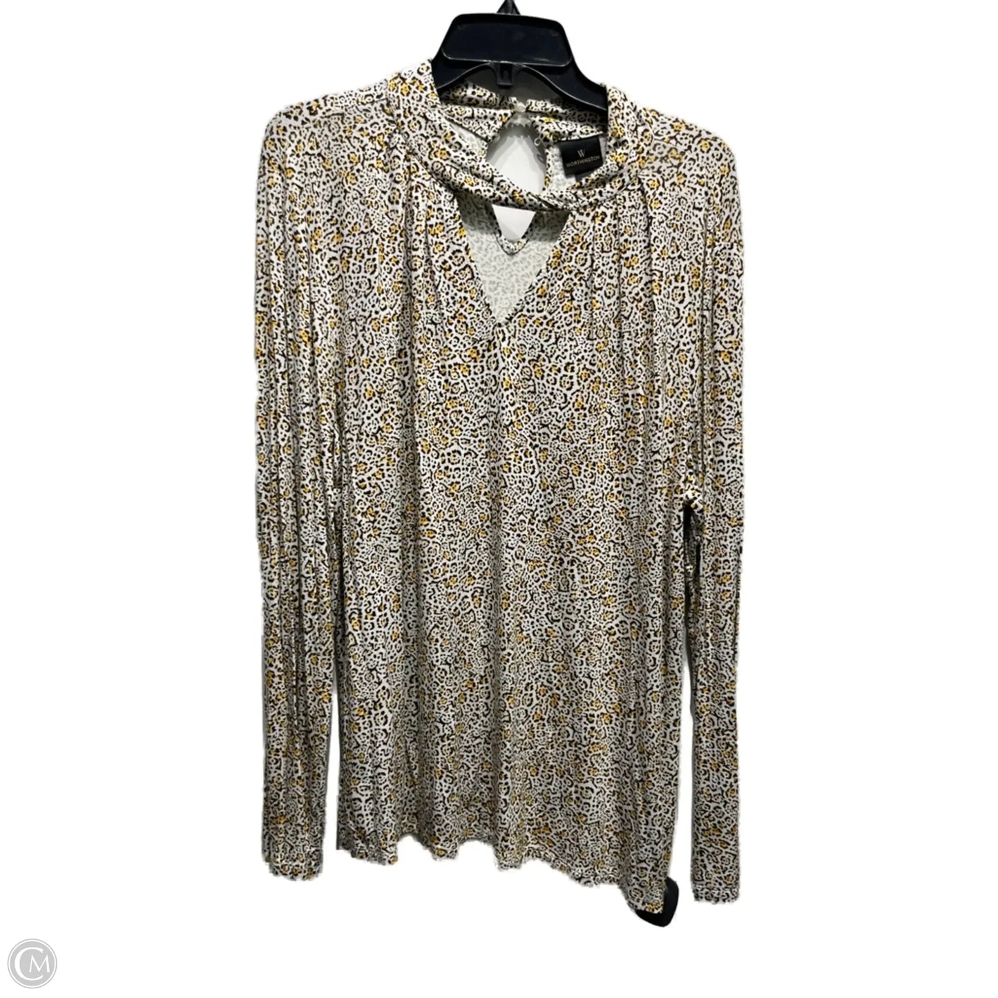 Top Long Sleeve By Worthington In Black & Yellow, Size: Xxl