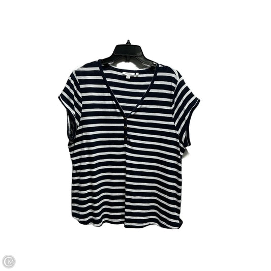 Top Short Sleeve By Chicos In Blue & White, Size: Xl