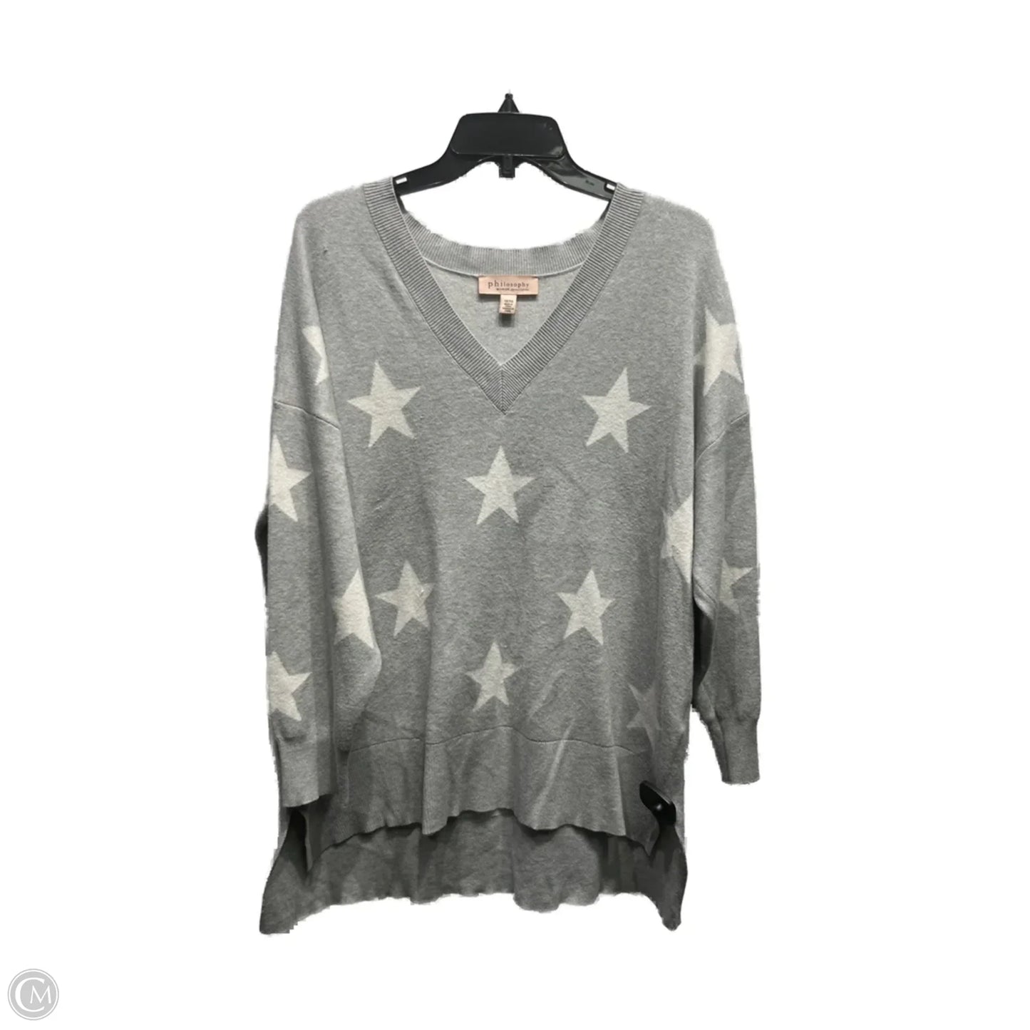 Sweater By Philosophy In Grey & White, Size: 1x