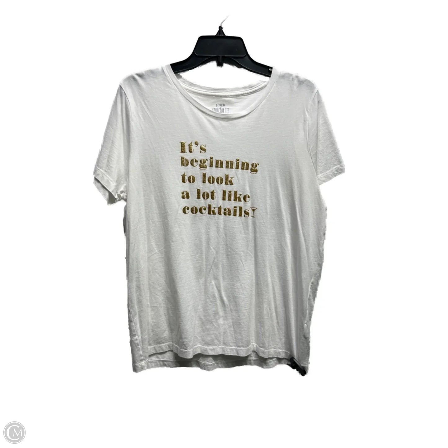 Top Short Sleeve Basic By J. Crew In Gold & White, Size: Xl