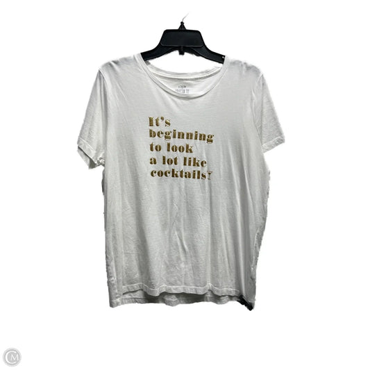 Top Short Sleeve Basic By J. Crew In Gold & White, Size: Xl