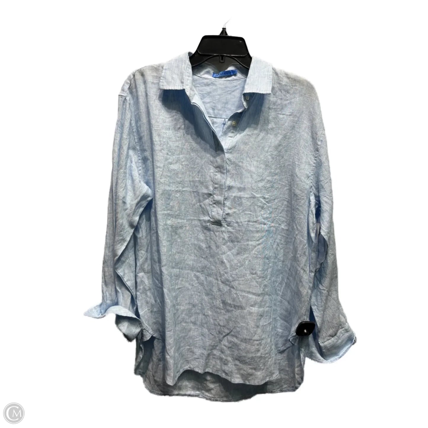 Top Long Sleeve By J Mclaughlin In Blue & White, Size: Xl
