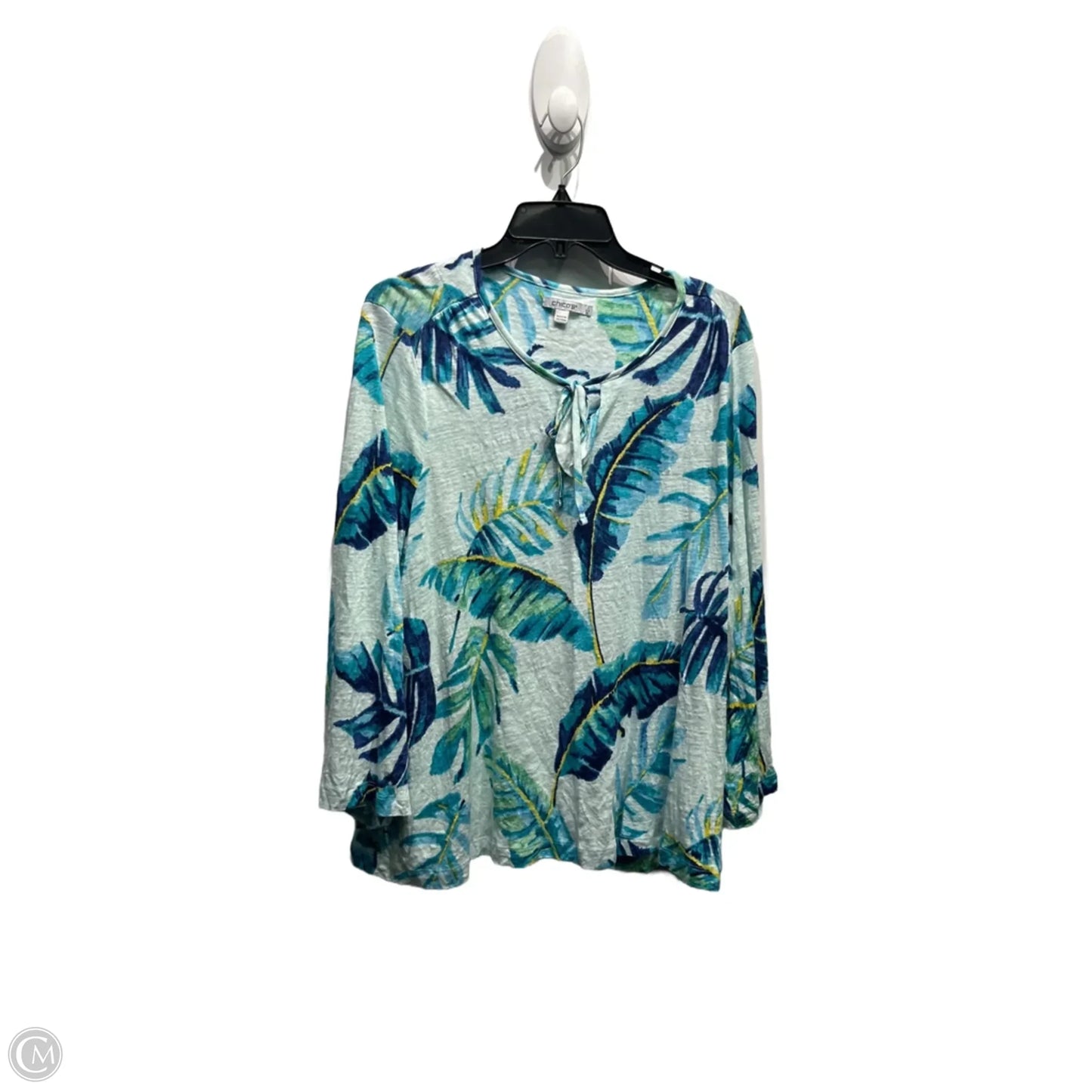 Top Long Sleeve By Chicos In Blue & Green, Size: Xl