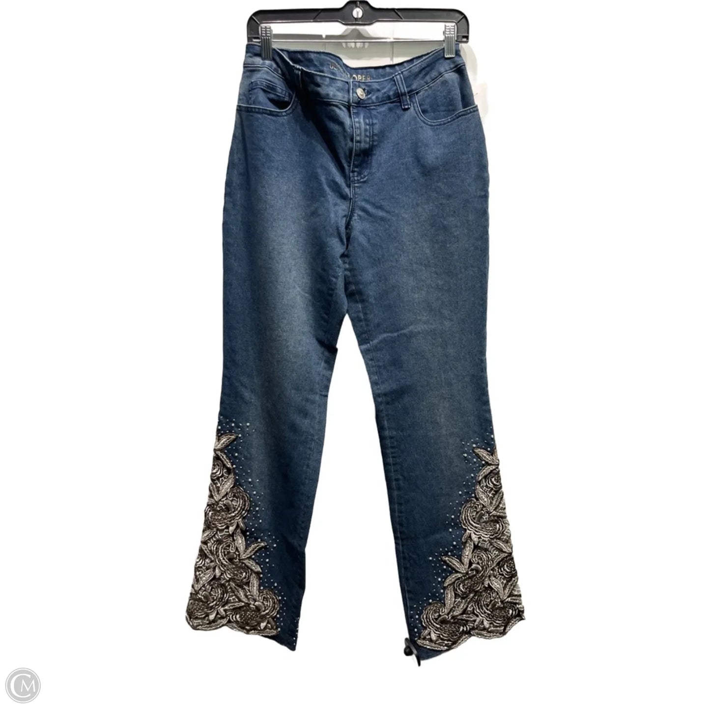 Jeans Flared By Boston Proper In Blue & Gold, Size: 10