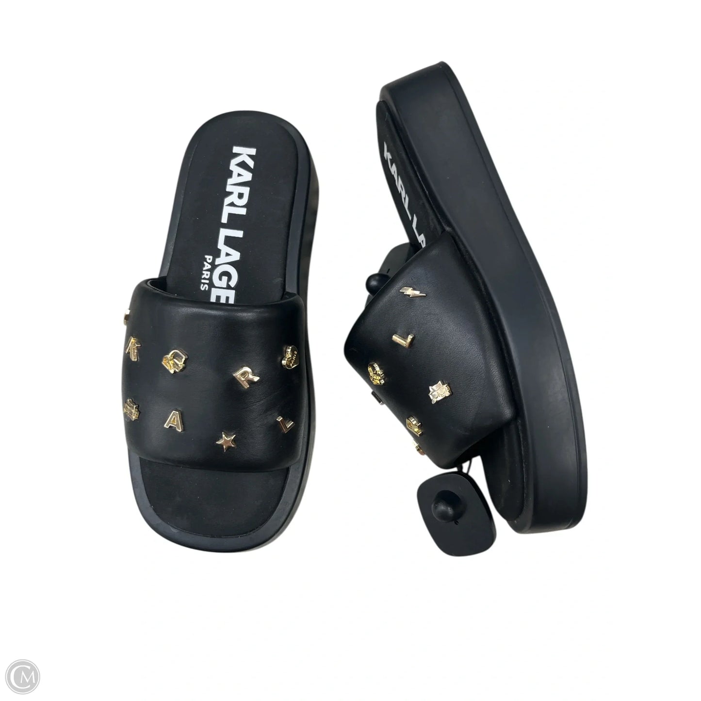 Sandals Designer By Karl Lagerfeld In Black, Size: 8