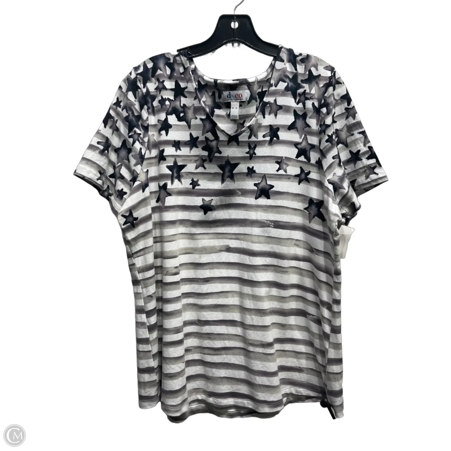 Top Short Sleeve By D&co. In Grey & White, Size: Xl