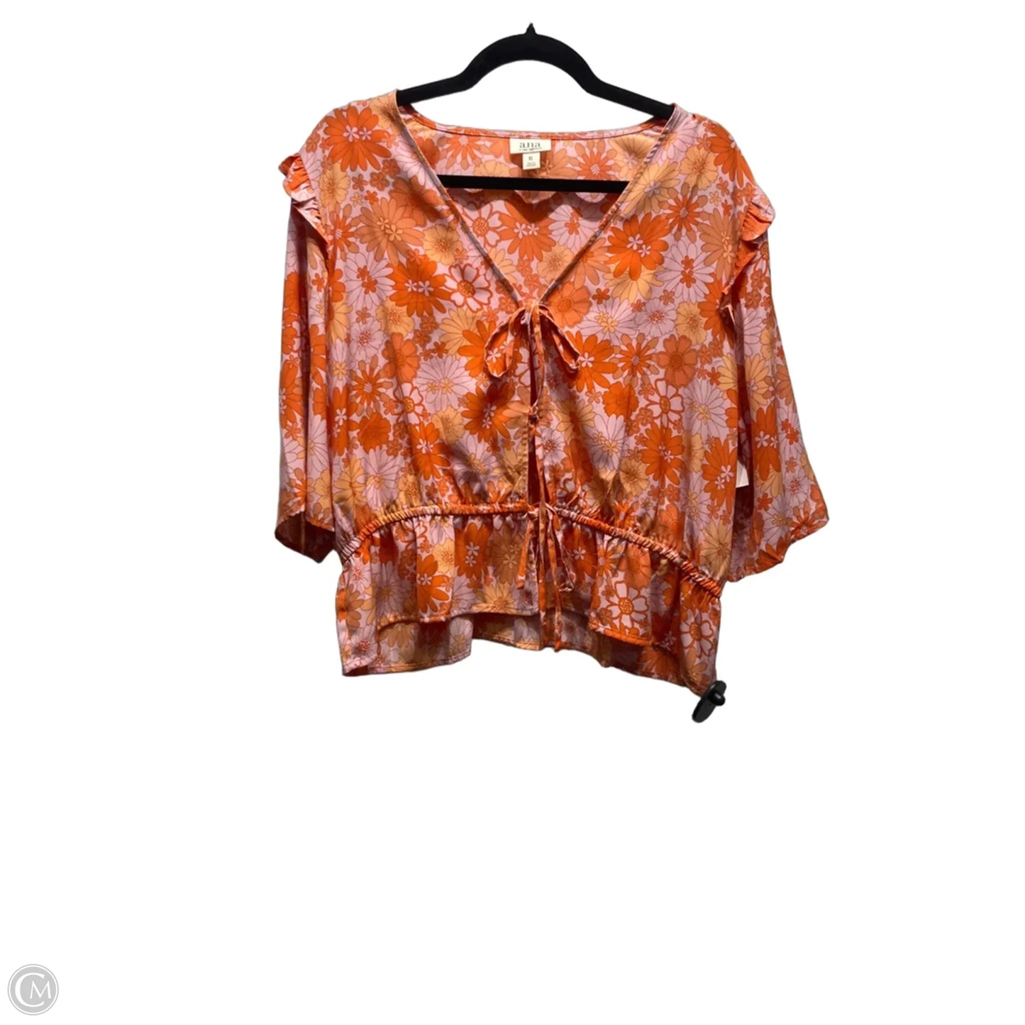 Top Short Sleeve By Ana In Orange & Pink, Size: Xl