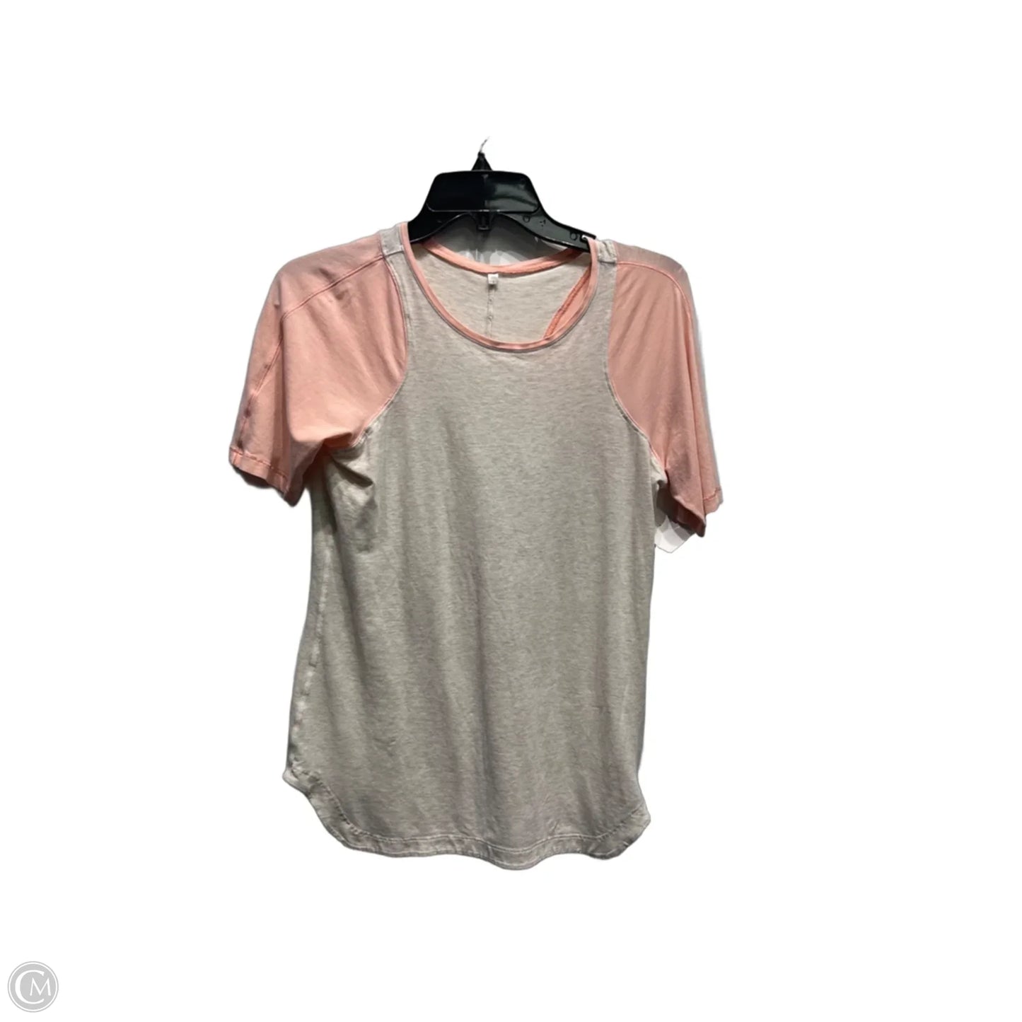 Athletic Top Short Sleeve By Lululemon In Grey & Pink, Size: 8