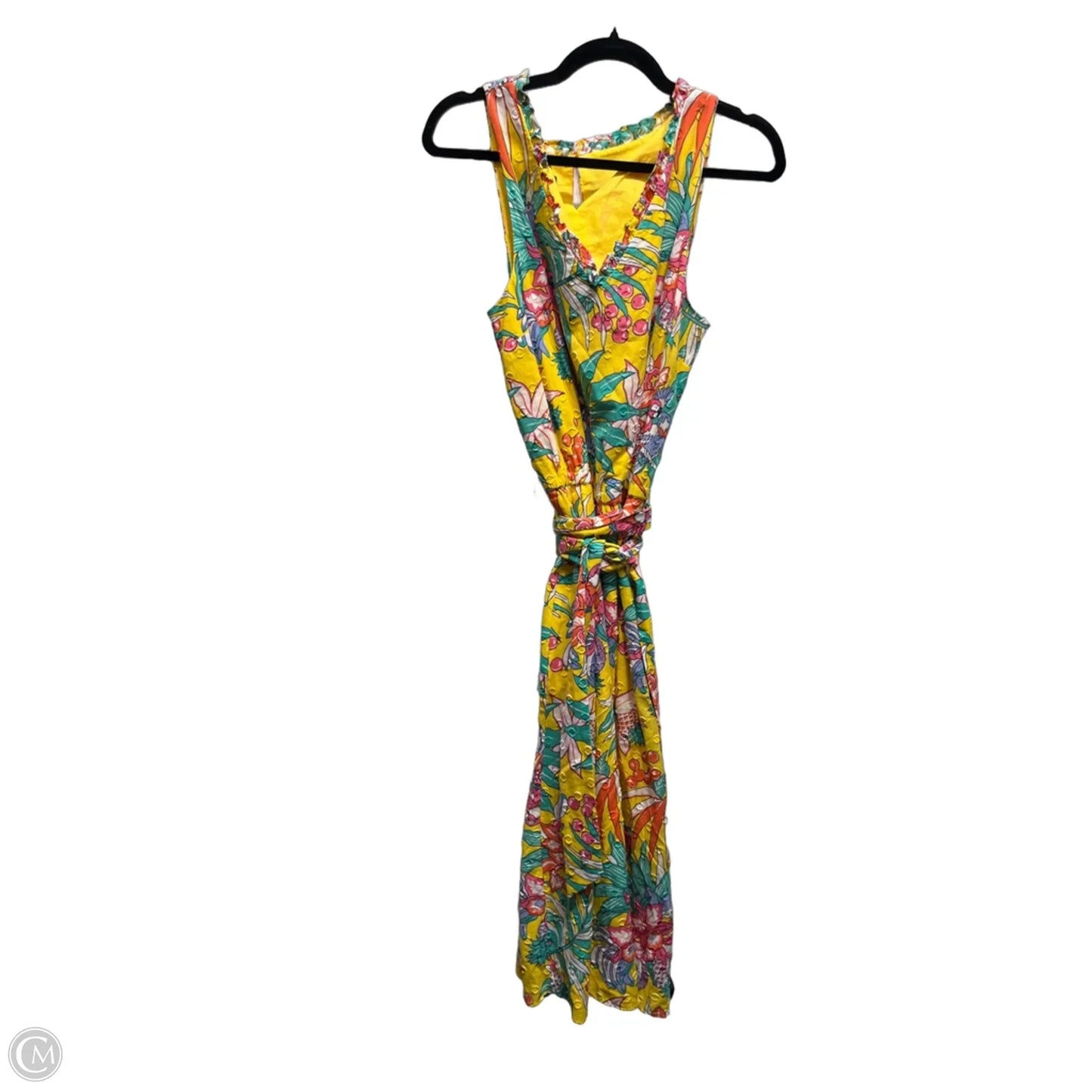 Dress Party Midi By Talbots In Green & Yellow, Size: 14