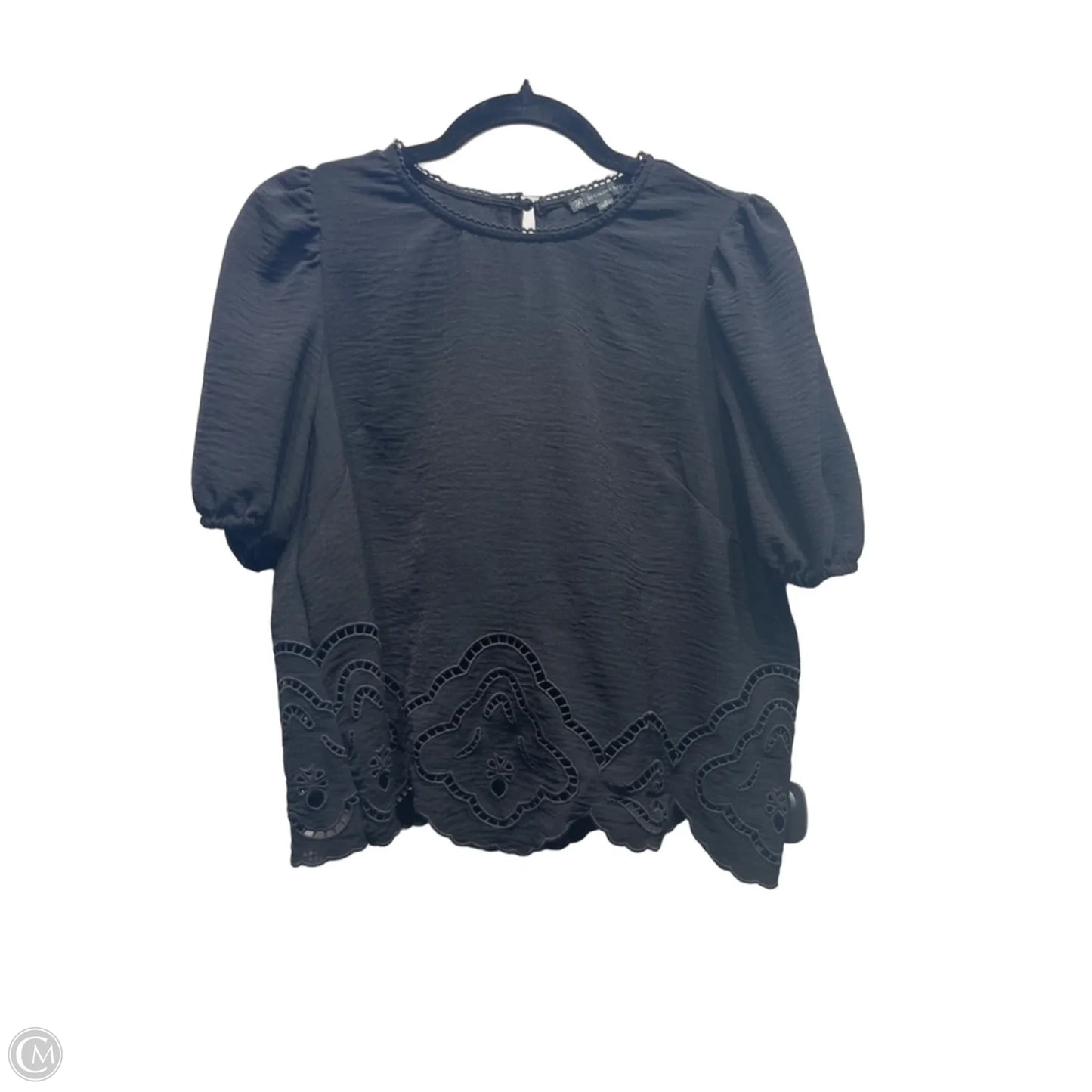 Top Short Sleeve By Adrianna Papell In Black, Size: S