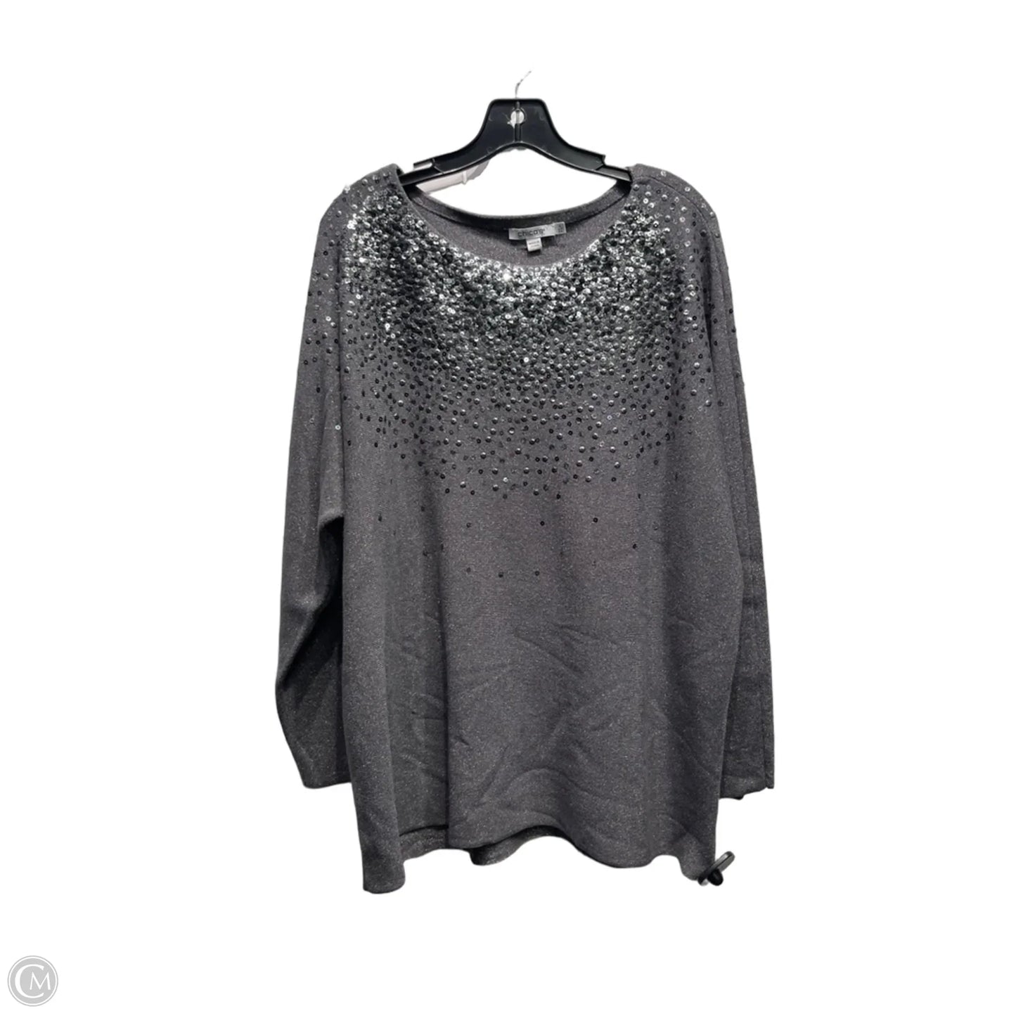 Top Long Sleeve By Chicos In Grey, Size: Xxl