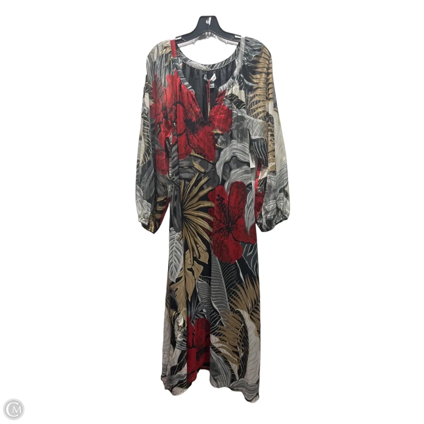 Dress Casual Maxi By Tommy Bahama In Black & Red, Size: L