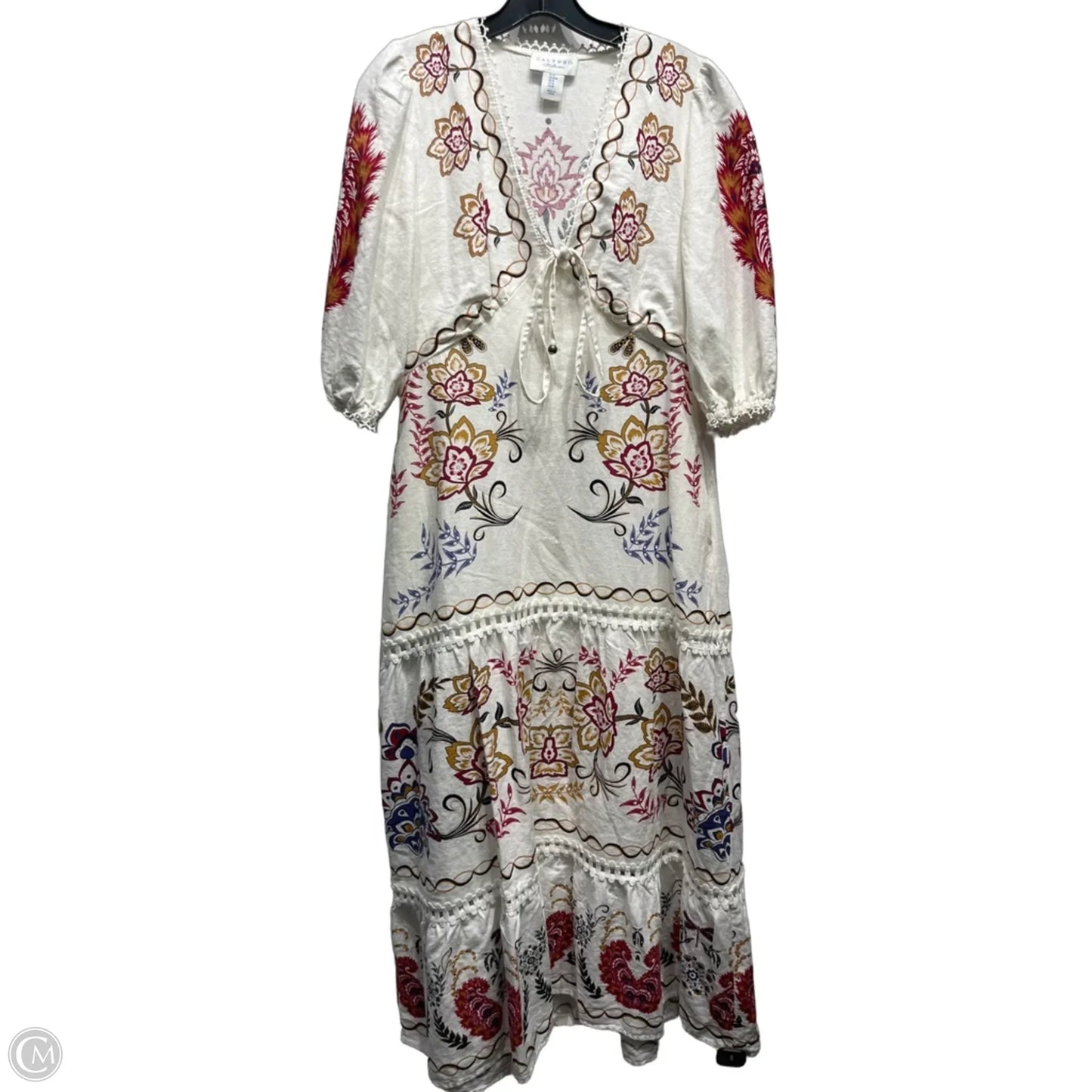 Dress Casual Maxi By Calypso St Barth In Cream & Red, Size: M