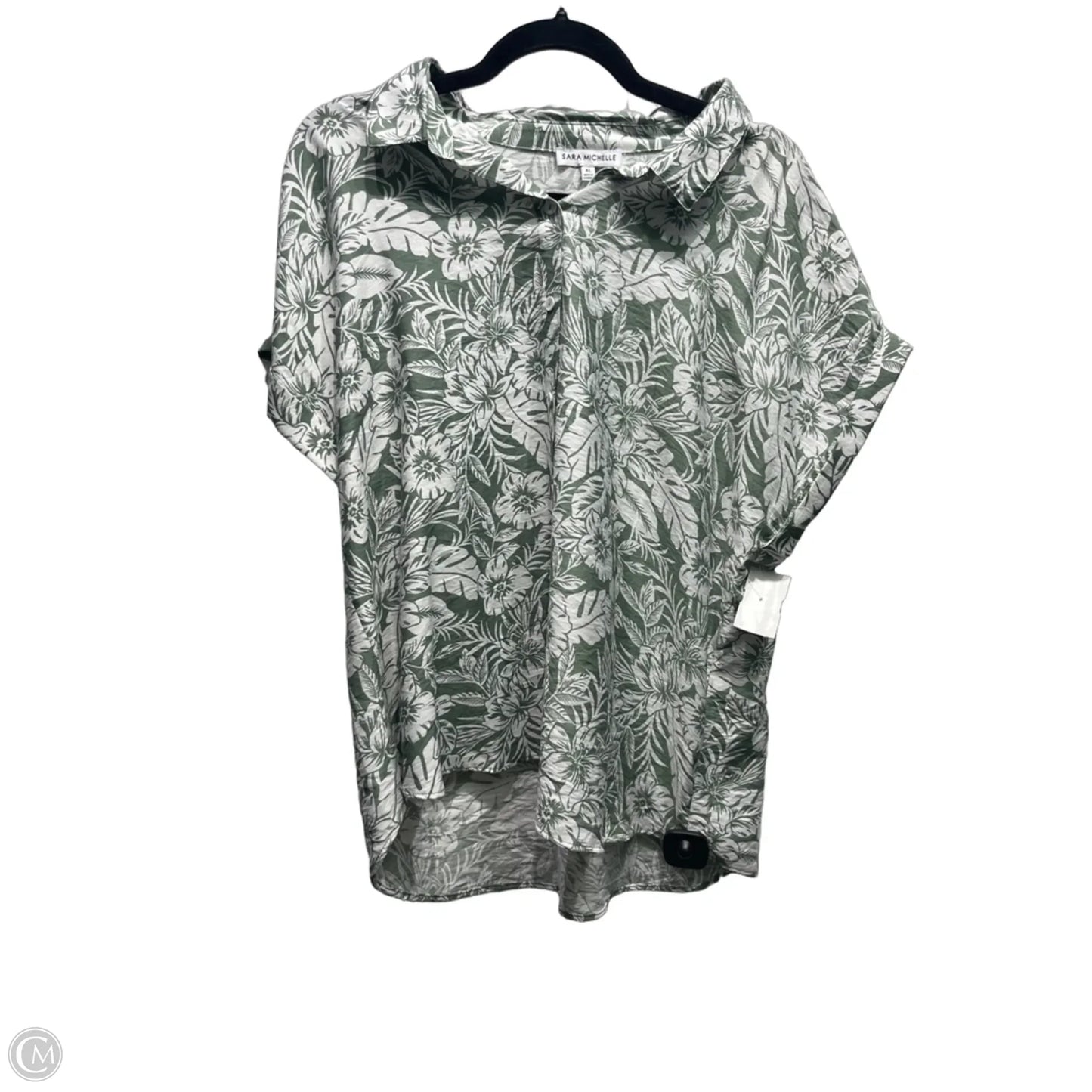 Top Short Sleeve By Sara Michelle In Green & White, Size: Xl