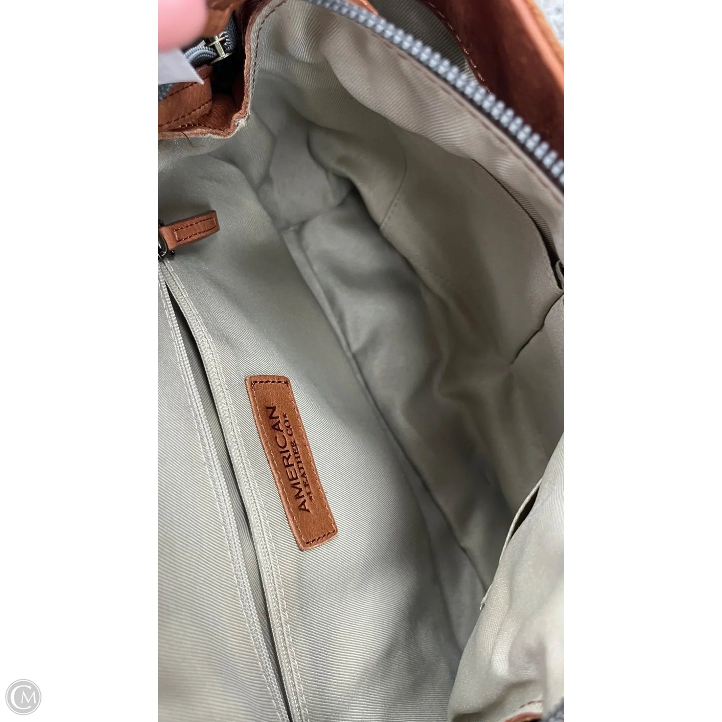 Handbag Leather By American, Size: Medium