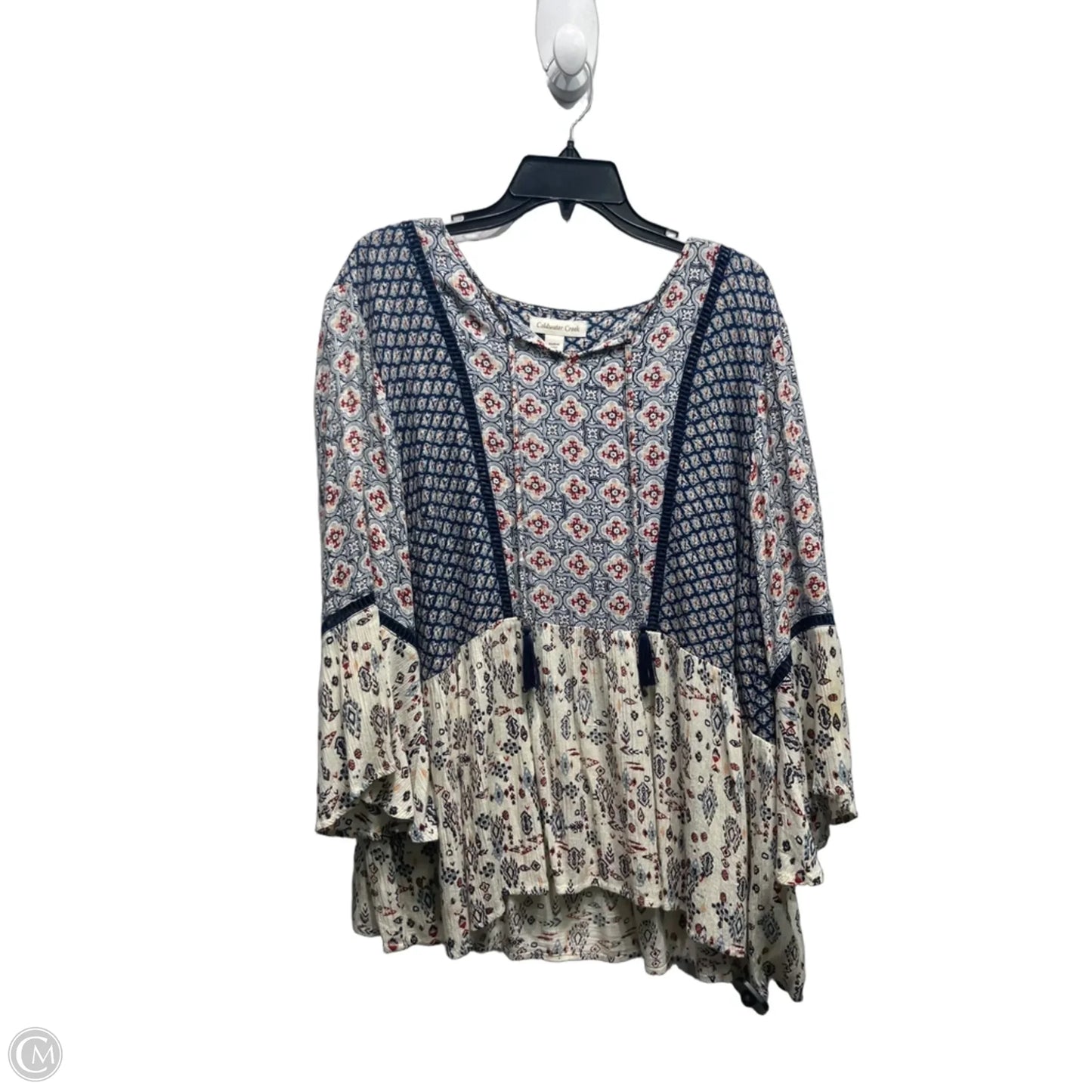 Top Long Sleeve By Coldwater Creek In Blue & White, Size: Xl