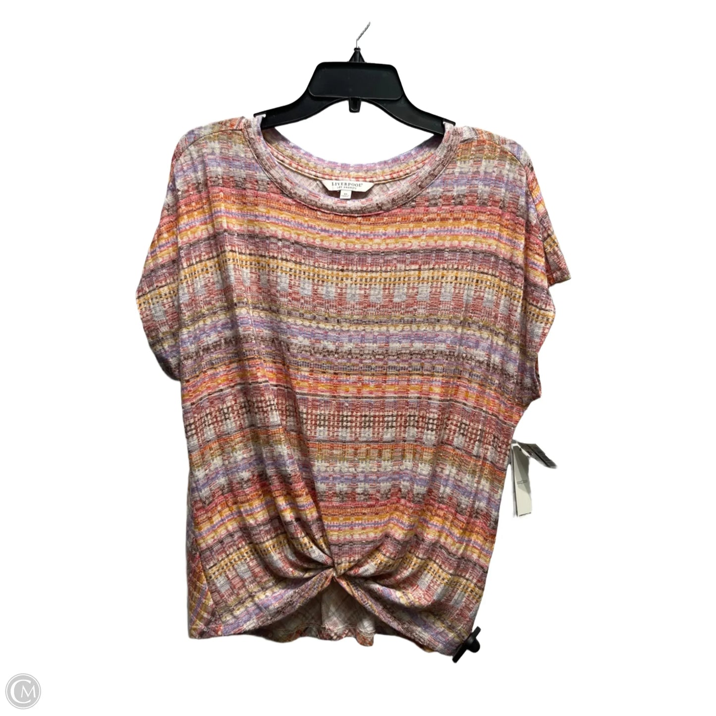 Top Short Sleeve By Liverpool In Orange & Pink, Size: Xs