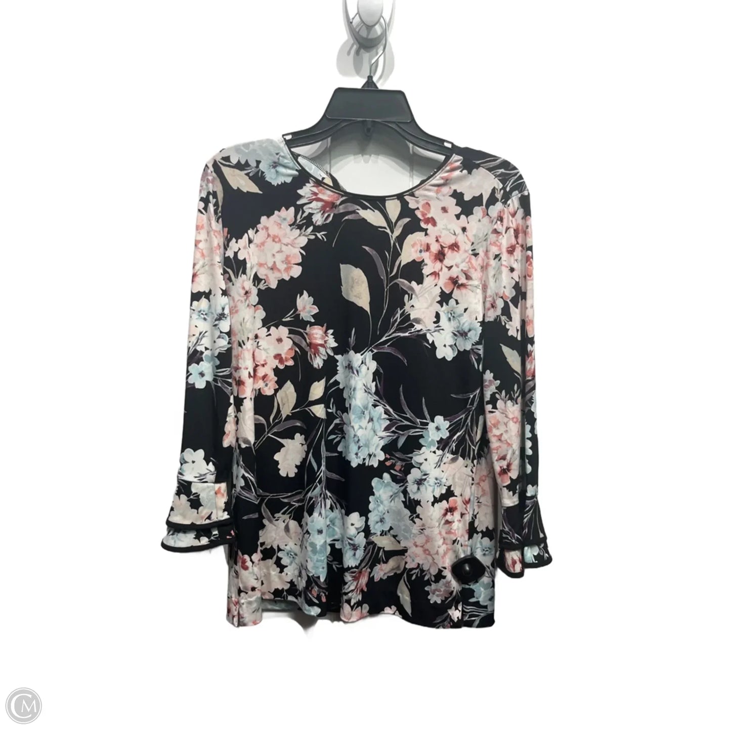 Top Long Sleeve Designer By Karl Lagerfeld In Black & Pink, Size: S