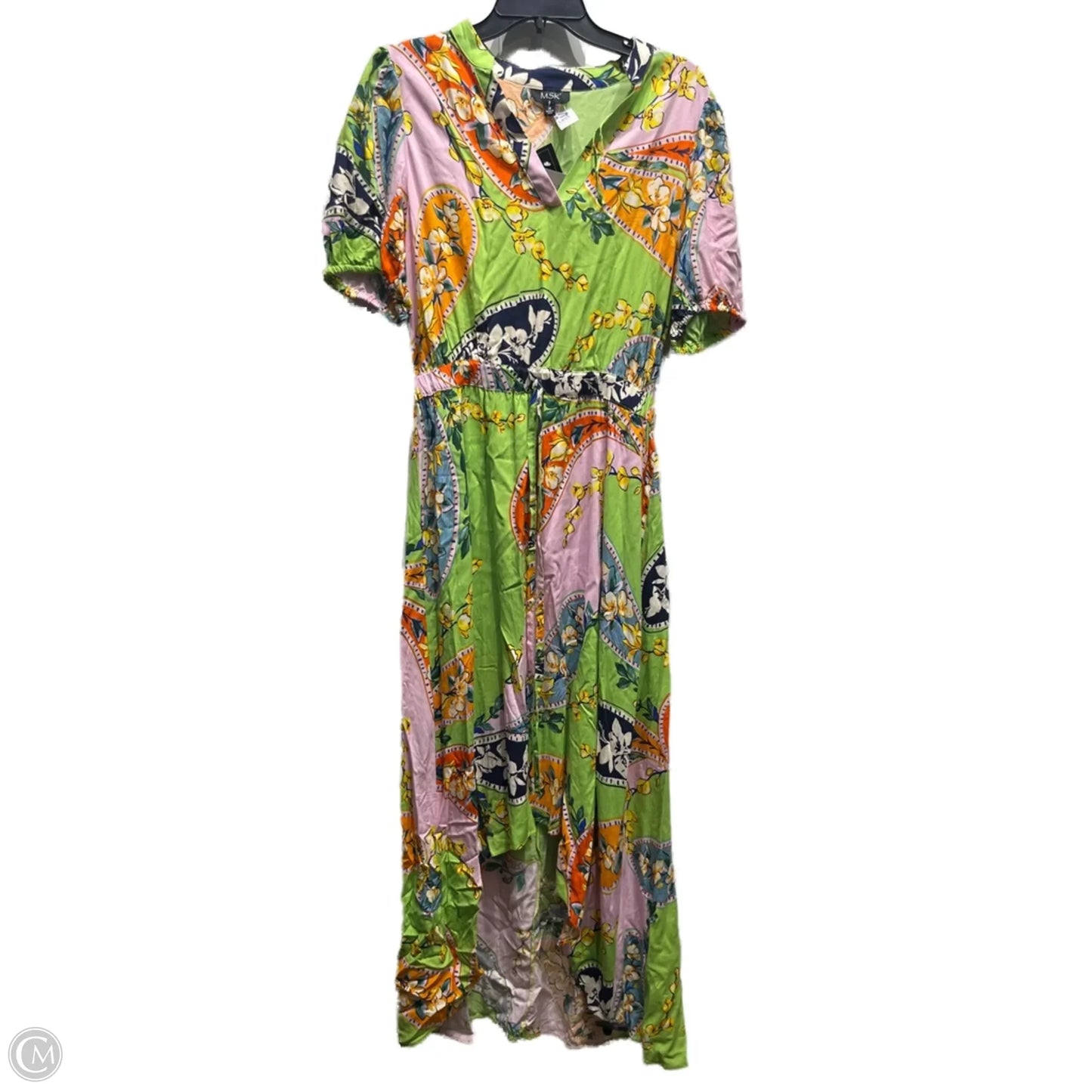 Dress Casual Maxi By Msk In Green & Pink, Size: M