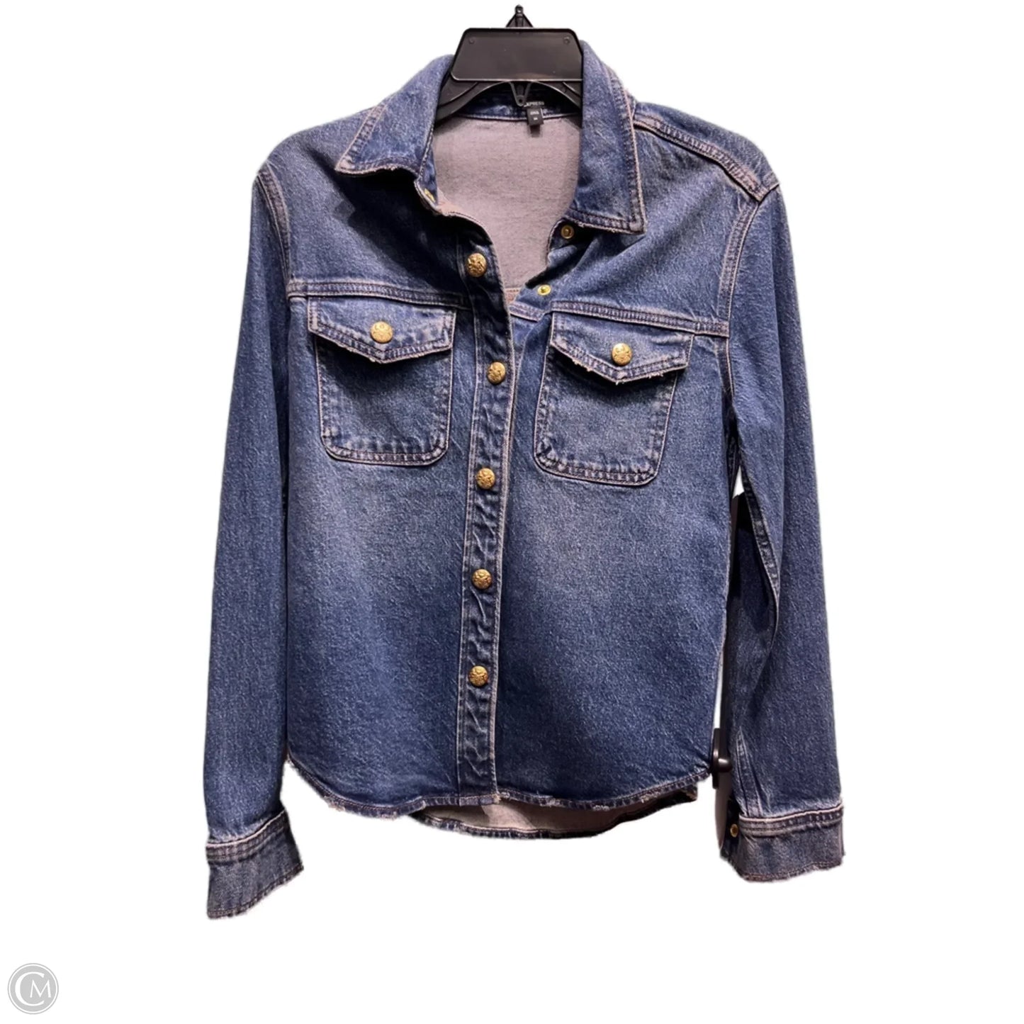 Jacket Shirt By Express In Blue Denim, Size: Xs
