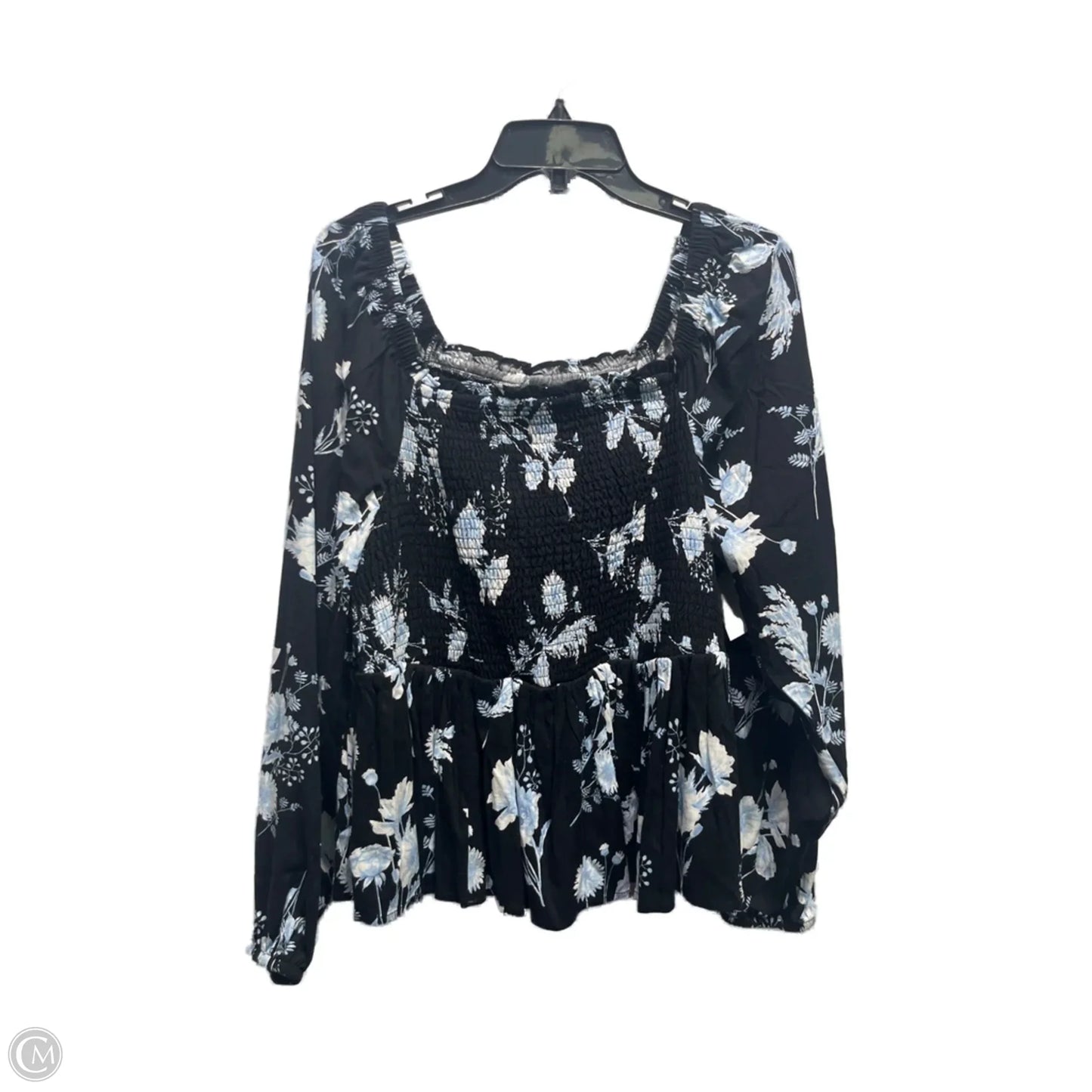 Top Long Sleeve By Torrid In Black & Blue, Size: 1x