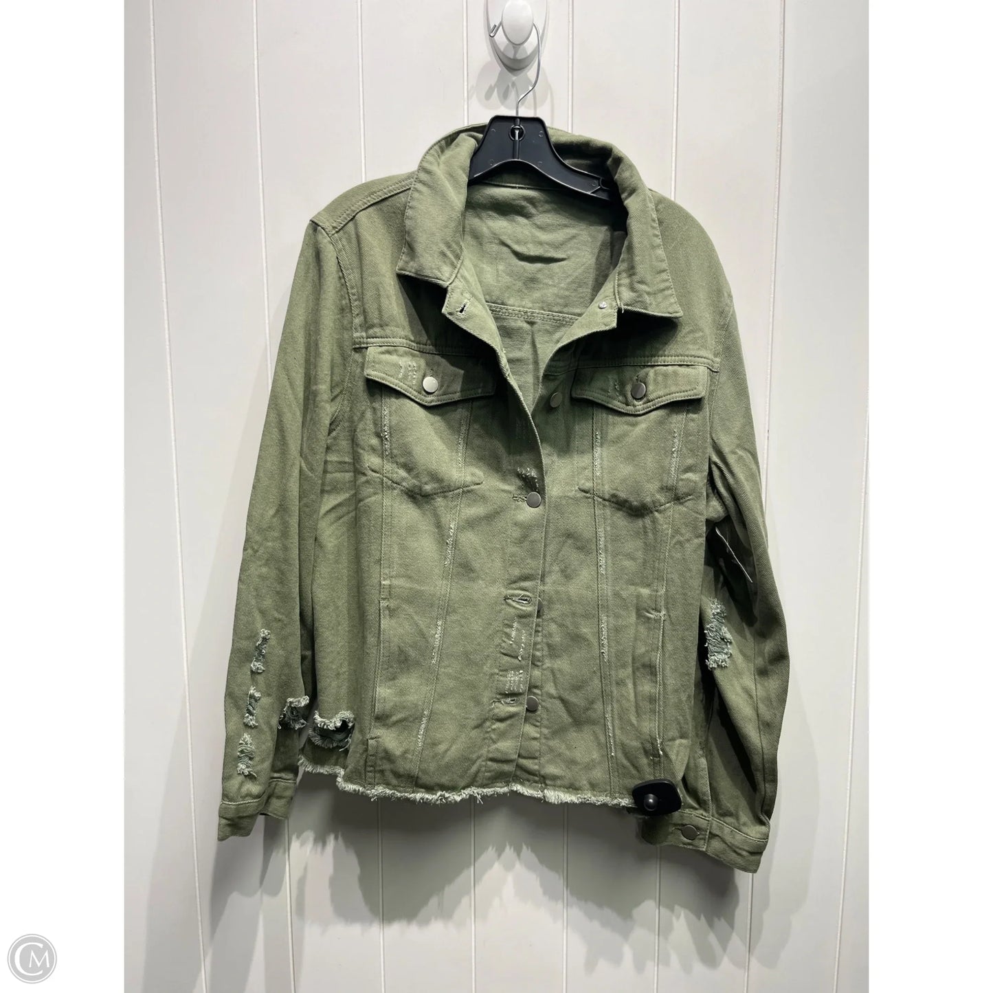 Jacket Denim By Clothes Mentor In Green Denim, Size: 2x