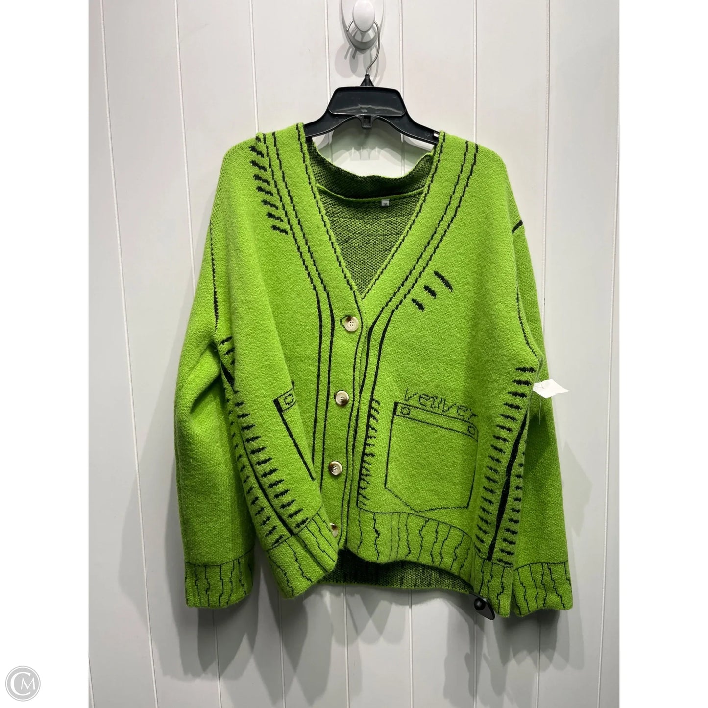 Sweater Cardigan By Clothes Mentor In Green, Size: 1x